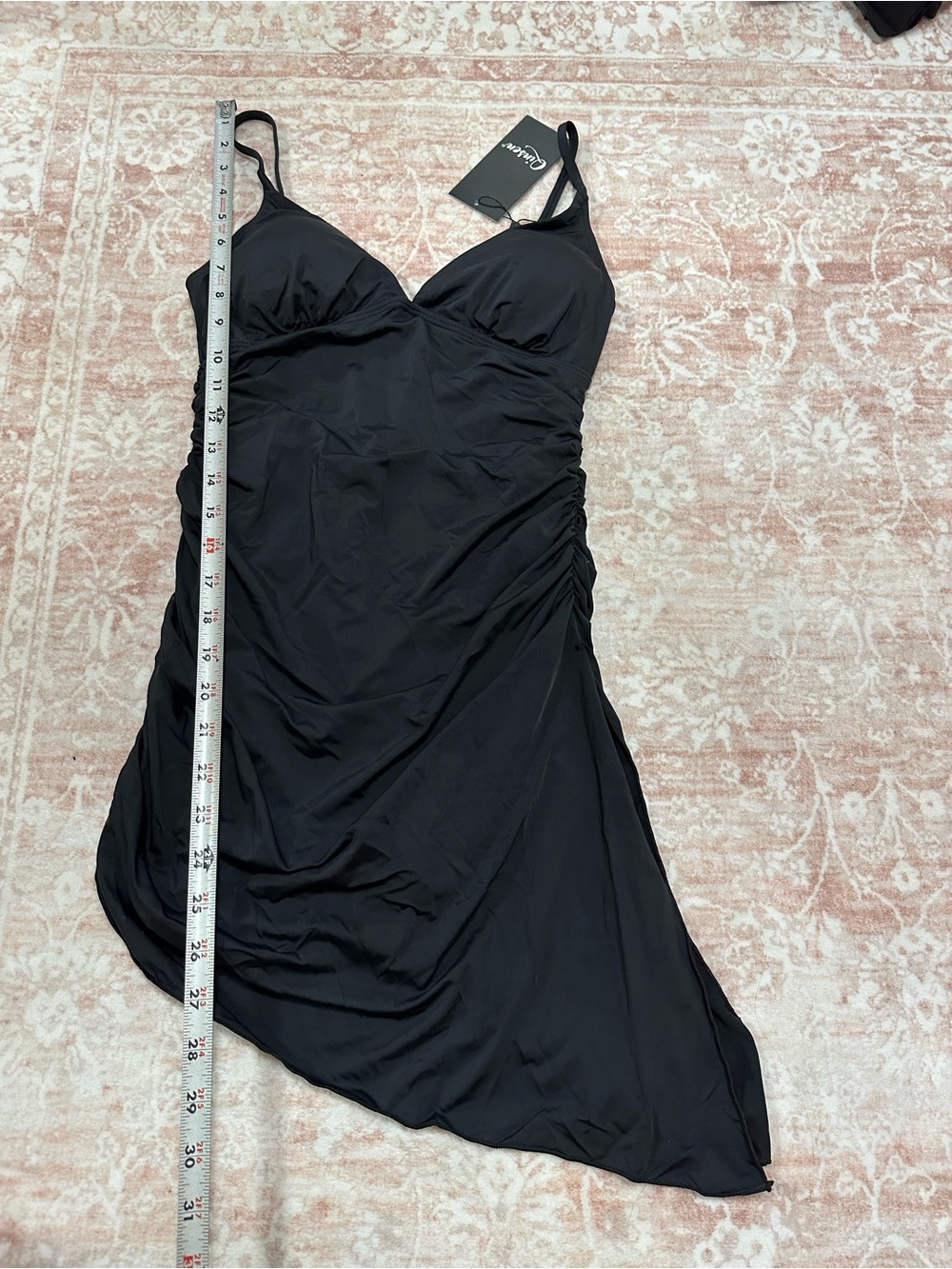 NEW 🖤Swim Black Ruched Swimdress - V-Neck - Picture 8 of 12